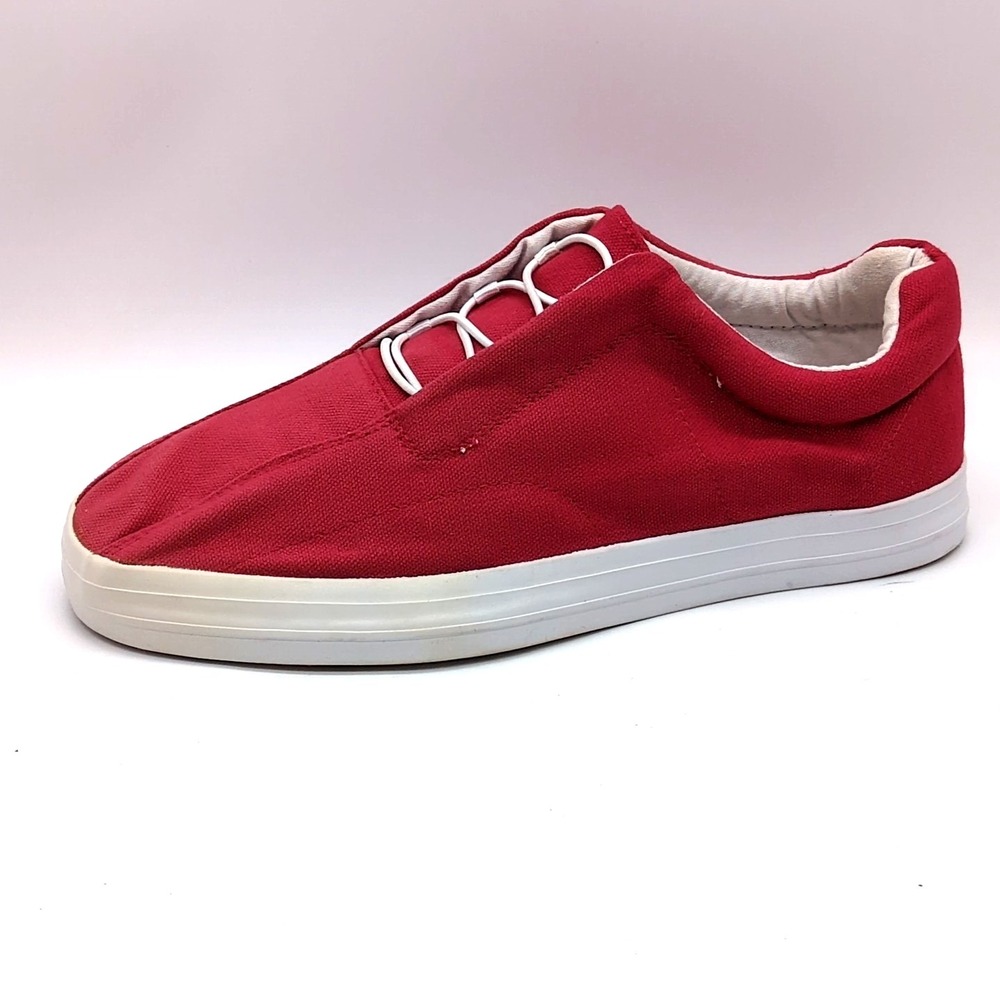 Comfortview Shoes Womens Red 11 Canvas Slip On Sneaker Walking Casual